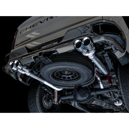 AWE Tuning 4th Gen GM 1500 5.3L 0FG Catback Split Rear Exit (w/ Bumper Cutouts) - Quad Chrome Tips