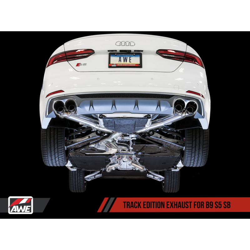 AWE Tuning Audi B9 S5 Sportback Track Edition Exhaust - Non-Resonated (Silver 102mm Tips)