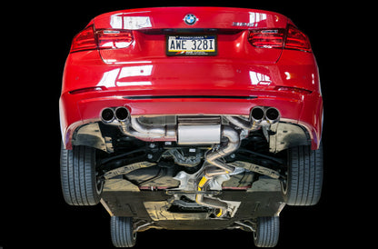 AWE Tuning BMW F3X N20/N26 328i/428i Touring Edition Exhaust Quad Outlet - 80mm Chrome Silver Tips