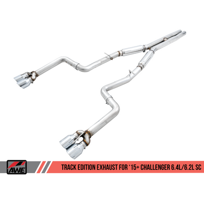 AWE Tuning 2015+ Dodge Challenger 6.4L/6.2L SC Track Edition Exhaust - Quad Chrome Silver Tips