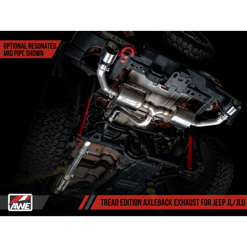 AWE Tuning 2018+ Jeep Wrangler JL/JLU Tread Edition Axle-Back Dual Exhaust - Chrome Silver Tips