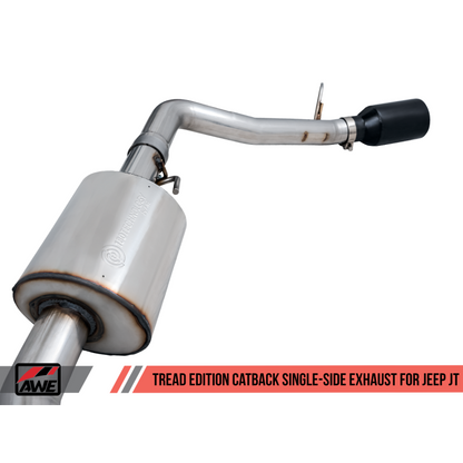 AWE Tuning 20-21 Jeep Gladiator JT 3.6L Tread Edition Cat-Back Single Side Exhaust - Diamond Blk Ti