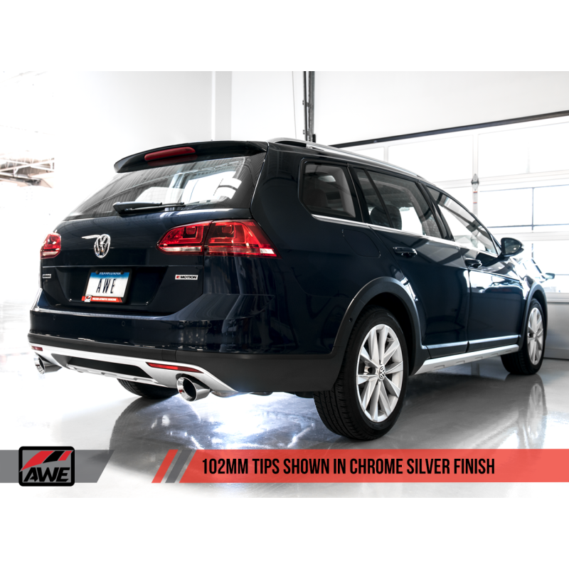 AWE Tuning VW MK7 Golf Alltrack/Sportwagen 4Motion Touring Edition Exhaust - Polished Silver Tips