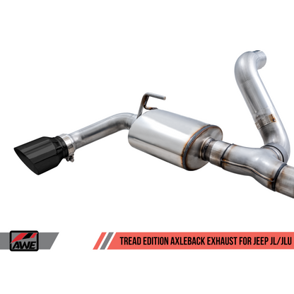 AWE Tuning 2018+ Jeep Wrangler JL/JLU Tread Edition Axle-Back Dual Exhaust - Diamond Black Tips