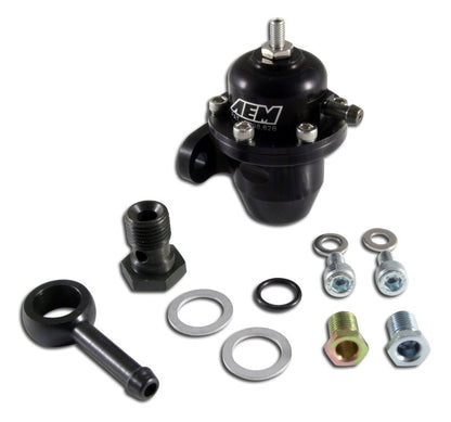 AEM 86-93 Acura / 95-98 TL / 88-91 Civic/CRX / 92-01 Prelude Black Adjustable Fuel Pressure Regulato-Fuel Pressure Regulators-AEM