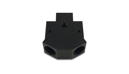 Vibrant Billet Aluminum Y-Block Fitting with 1/8in NPT Port -10AN x Dual -8AN ORB