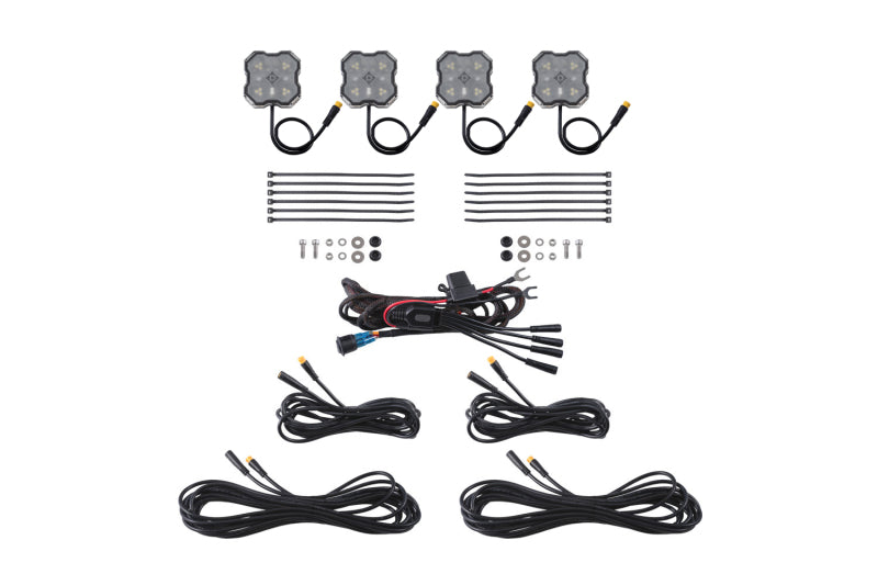 Diode Dyamics Rock Light - Red/White - M8 4-Pack