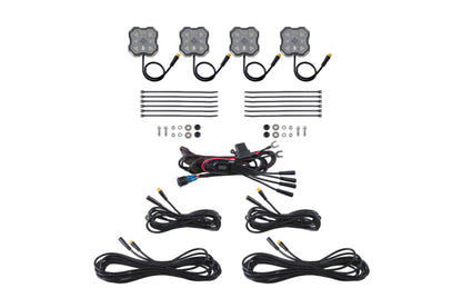 Diode Dyamics Rock Light - Red/White - M8 4-Pack