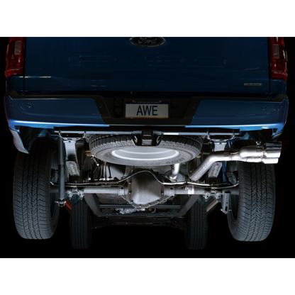 AWE 0FG 21+ Ford F150 Dual Side Exit Cat-Back Exhaust- 4.5in Chrome Silver Tips