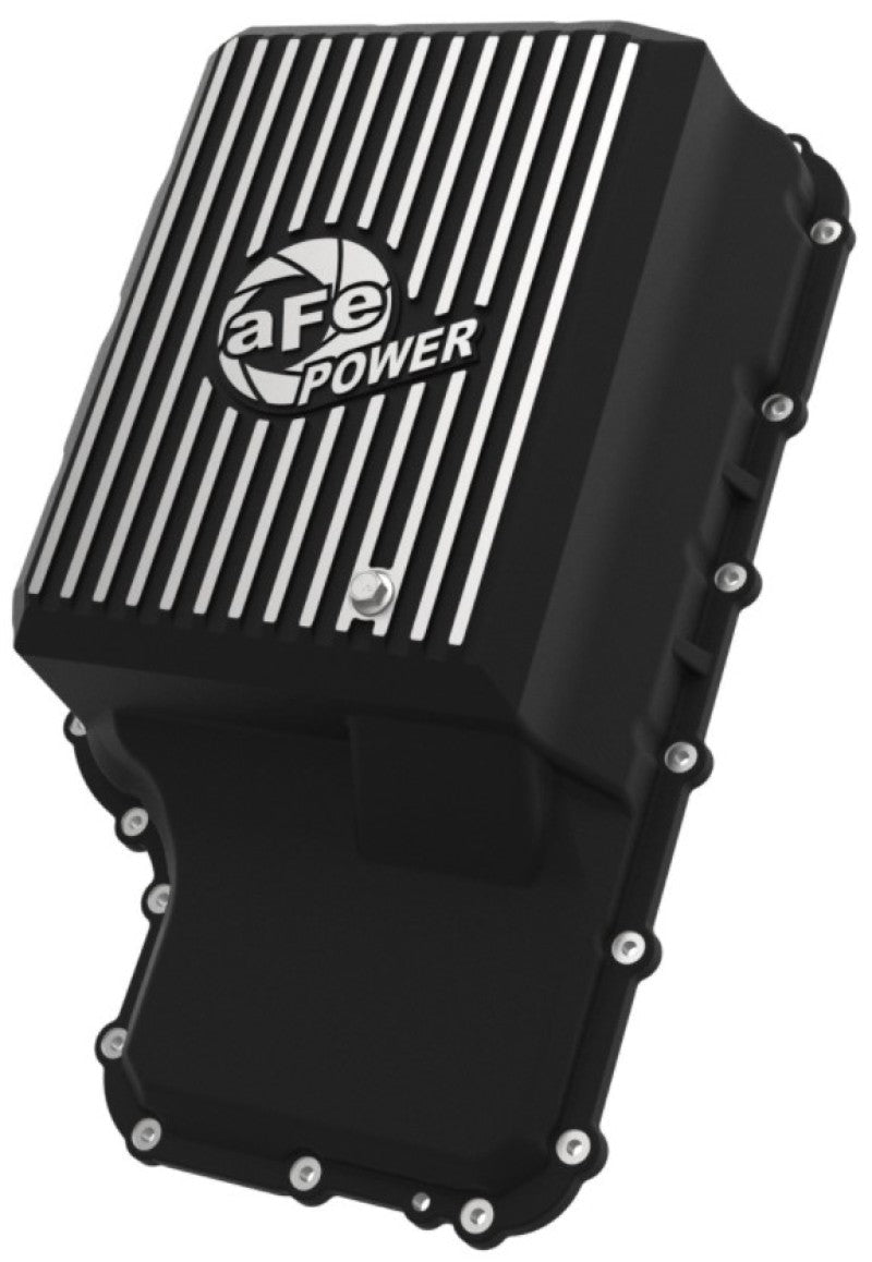 aFe 20 - 21 Ford Truck w/ 10R140 Transmission Pan Black POWER Street Series w/ Machined Fins - Diff Covers - aFe