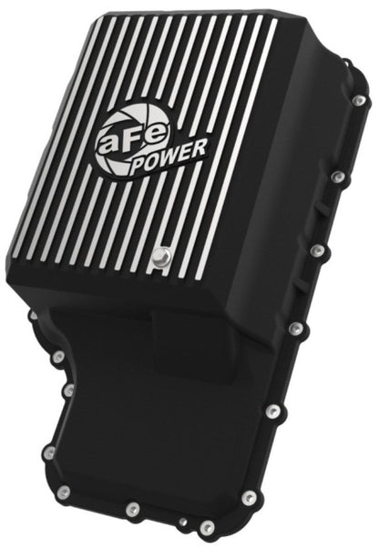 aFe 20 - 21 Ford Truck w/ 10R140 Transmission Pan Black POWER Street Series w/ Machined Fins - Diff Covers - aFe