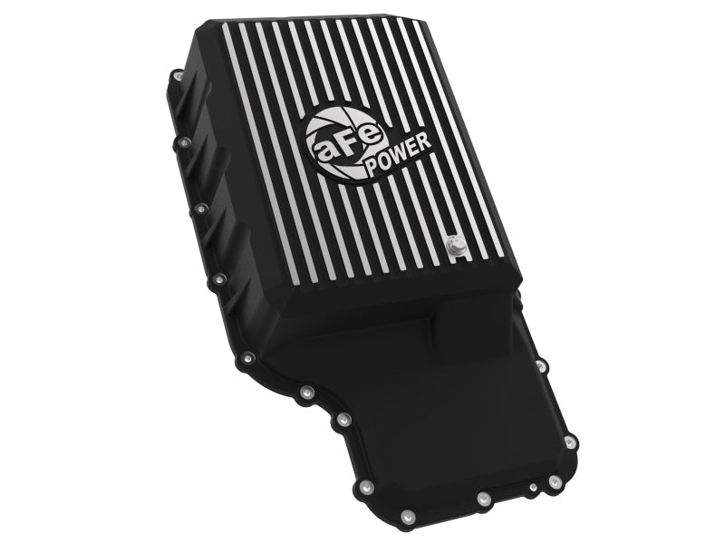 aFe 20 - 21 Ford Truck w/ 10R140 Transmission Pan Black POWER Street Series w/ Machined Fins - Diff Covers - aFe