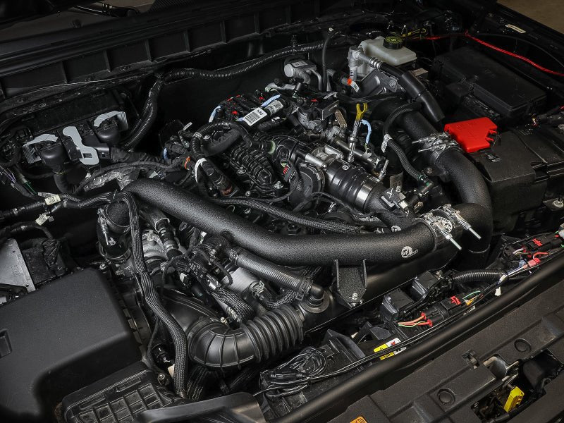 aFe 21 - 23 Ford Bronco V6 - 2.7Ltt BladeRunner Alum Hot & Cold Charge Pipe Kit - Black - Intercoolers - aFe
