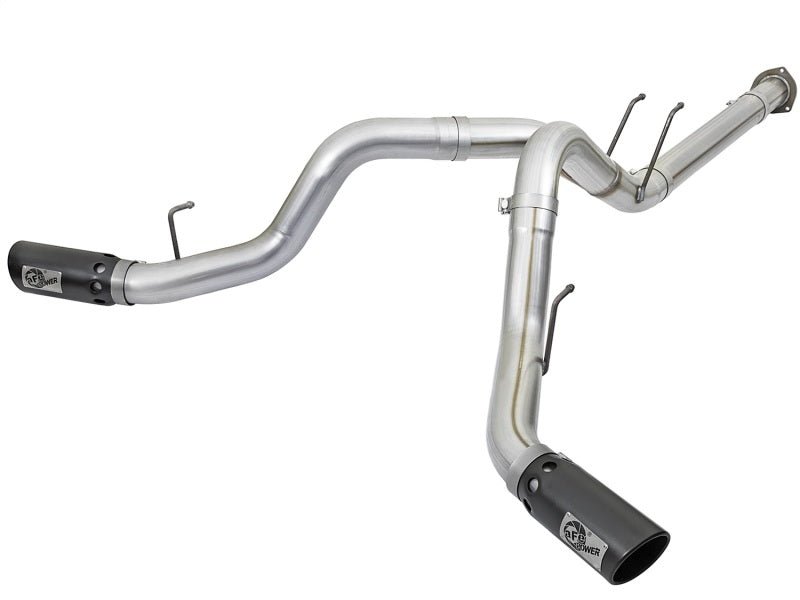 aFe ATLAS 4in DPF - Back Alum Steel Exhaust System w/Black Tip 2017 Ford Diesel Trucks V8 - 6.7L (td) - DPF Back - aFe