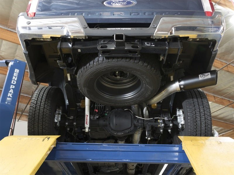 aFe ATLAS 5in DPF - Back Alum Steel Exhaust System w/Black Tip 2017 Ford Diesel Trucks V8 - 6.7L (td) - DPF Back - aFe