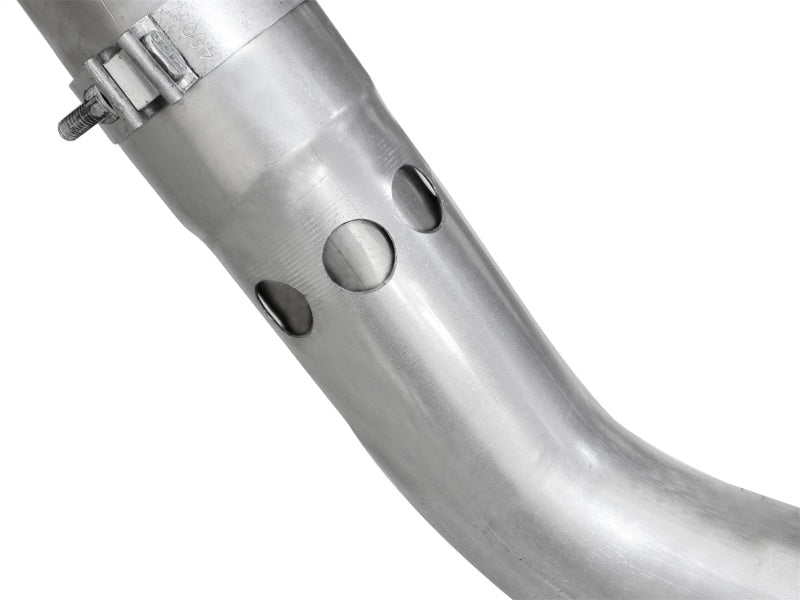aFe Atlas Exhaust 4in DPF - Back Exhaust Aluminized Steel Polished Tip 11 - 14 ford Diesel Truck V8 - 6.7L - DPF Back - aFe