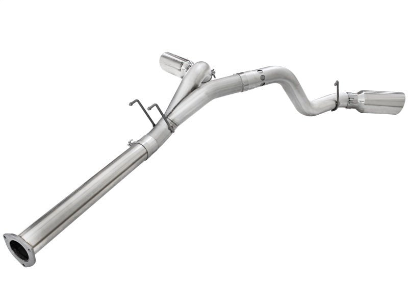 aFe Atlas Exhaust 4in DPF - Back Exhaust Aluminized Steel Polished Tip 11 - 14 ford Diesel Truck V8 - 6.7L - DPF Back - aFe