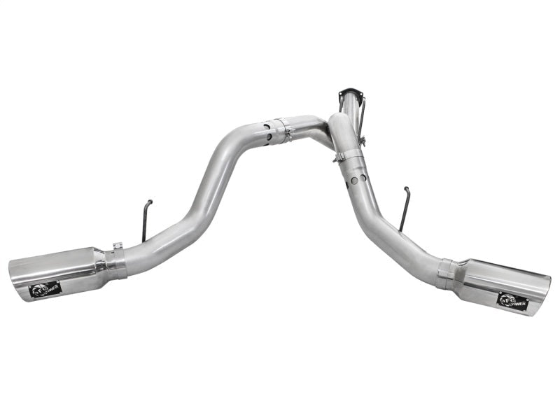 aFe Atlas Exhaust 4in DPF - Back Exhaust Aluminized Steel Polished Tip 11 - 14 ford Diesel Truck V8 - 6.7L - DPF Back - aFe
