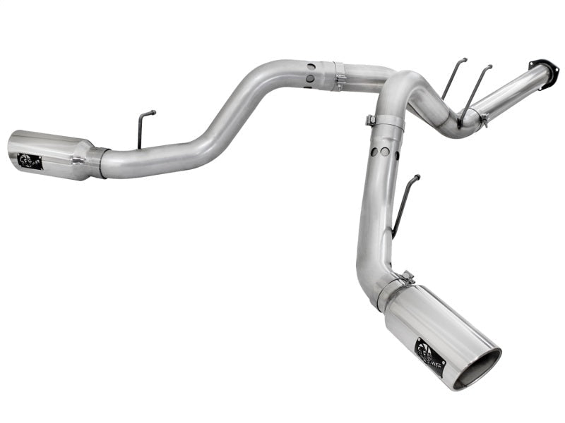 aFe Atlas Exhaust 4in DPF - Back Exhaust Aluminized Steel Polished Tip 11 - 14 ford Diesel Truck V8 - 6.7L - DPF Back - aFe