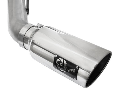 aFe Atlas Exhaust 4in DPF - Back Exhaust Aluminized Steel Polished Tip 11 - 14 ford Diesel Truck V8 - 6.7L - DPF Back - aFe