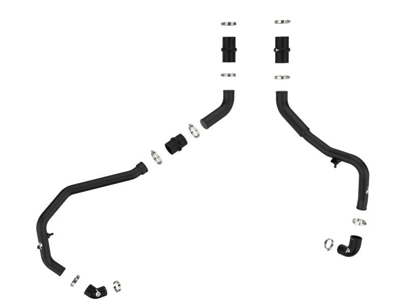 aFe BladeRunner 2in to 2-1/2in Aluminum Hot Charge Pipe Black Ford F-150 24-26 V6-2.7L (tt)-Intercoolers-aFe