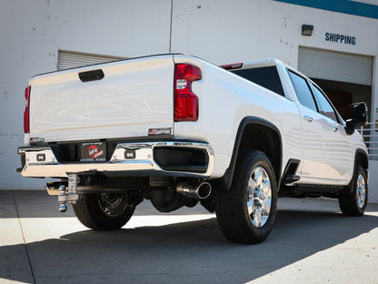 aFe Large Bore - HD 4in 409SS DPF - Back Exhaust System w/Polished Tips 20 GM Diesel Trucks V8 - 6.6L - DPF Back - aFe