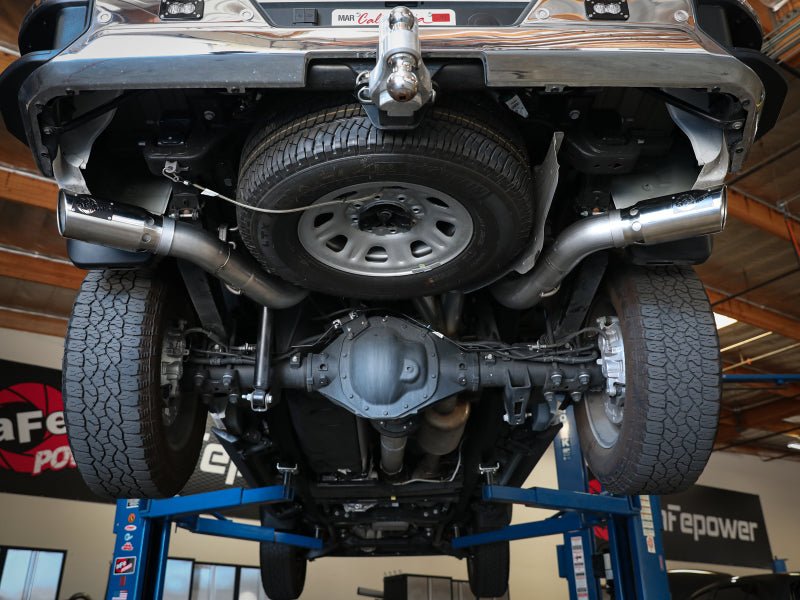 aFe Large Bore - HD 4in 409SS DPF - Back Exhaust System w/Polished Tips 20 GM Diesel Trucks V8 - 6.6L - DPF Back - aFe