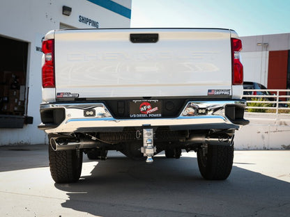 aFe Large Bore - HD 4in 409SS DPF - Back Exhaust System w/Polished Tips 20 GM Diesel Trucks V8 - 6.6L - DPF Back - aFe