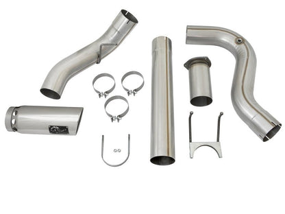 aFe LARGE BORE HD 5in 409 - SS DPF - Back Exhaust w/Polished Tip 2017 Ford Diesel Trucks V8 6.7L (td) - DPF Back - aFe
