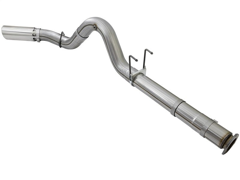 aFe LARGE BORE HD 5in 409 - SS DPF - Back Exhaust w/Polished Tip 2017 Ford Diesel Trucks V8 6.7L (td) - DPF Back - aFe