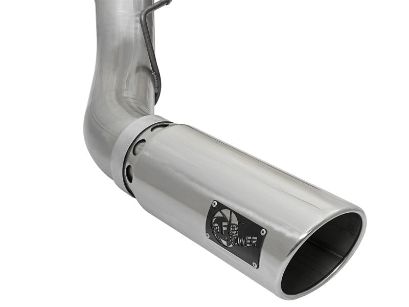 aFe LARGE BORE HD 5in 409 - SS DPF - Back Exhaust w/Polished Tip 2017 Ford Diesel Trucks V8 6.7L (td) - DPF Back - aFe