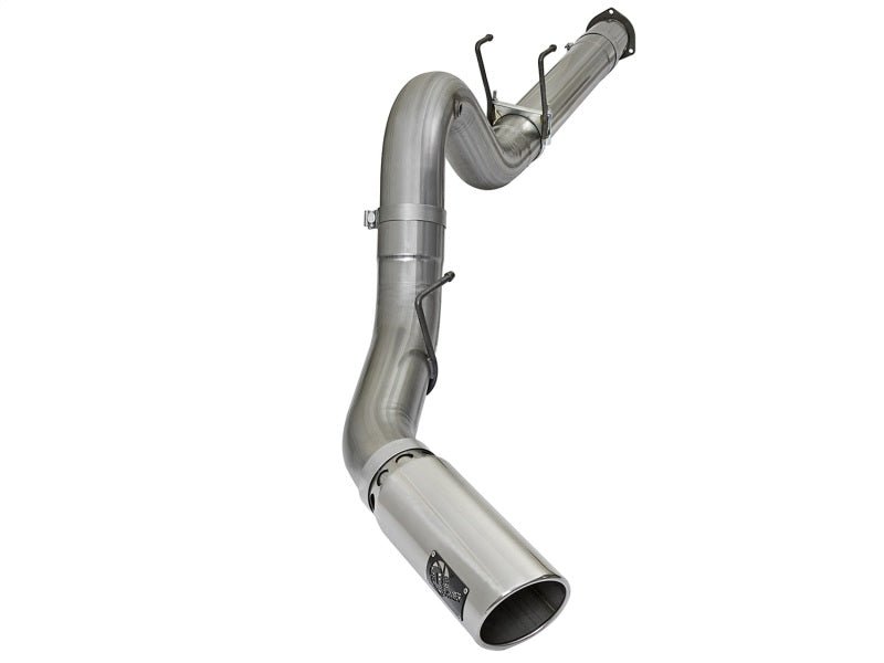 aFe LARGE BORE HD 5in 409 - SS DPF - Back Exhaust w/Polished Tip 2017 Ford Diesel Trucks V8 6.7L (td) - DPF Back - aFe