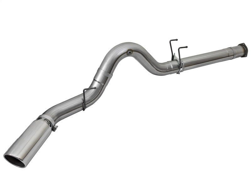 aFe LARGE BORE HD 5in 409 - SS DPF - Back Exhaust w/Polished Tip 2017 Ford Diesel Trucks V8 6.7L (td) - DPF Back - aFe