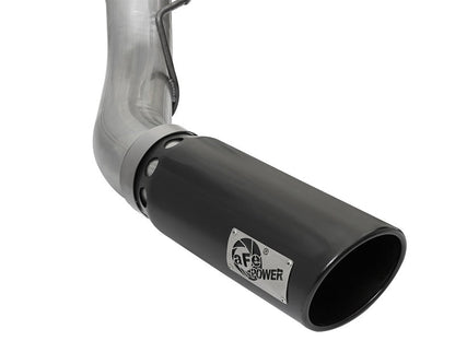 aFe Large Bore - HD 5in DPF Back 409 SS Exhaust System w/Black Tip 2017 Ford Diesel Trucks V8 6.7L(td) - DPF Back - aFe