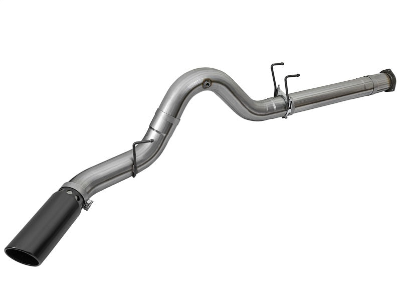 aFe Large Bore - HD 5in DPF Back 409 SS Exhaust System w/Black Tip 2017 Ford Diesel Trucks V8 6.7L(td) - DPF Back - aFe