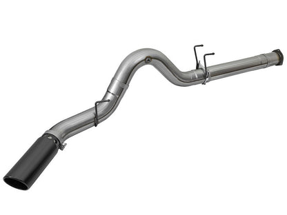 aFe Large Bore - HD 5in DPF Back 409 SS Exhaust System w/Black Tip 2017 Ford Diesel Trucks V8 6.7L(td) - DPF Back - aFe