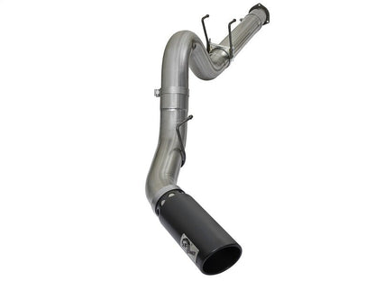 aFe Large Bore - HD 5in DPF Back 409 SS Exhaust System w/Black Tip 2017 Ford Diesel Trucks V8 6.7L(td) - DPF Back - aFe