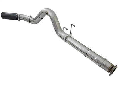 aFe Large Bore - HD 5in DPF Back 409 SS Exhaust System w/Black Tip 2017 Ford Diesel Trucks V8 6.7L(td) - DPF Back - aFe