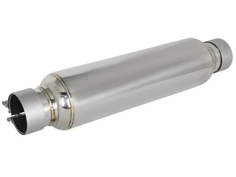aFe MACH Force - Xp 304 Stainless Steel Resonator 2.5in Inlet/Outlet x 4in Dia x 15in Body x 19in L - X Pipes - aFe