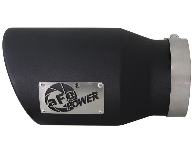 aFe MACHForce XP 5in 304 Stainless Steel Exhaust Tip 5 In x 7 Out x 12L in Bolt On Right - Black - Catback - aFe