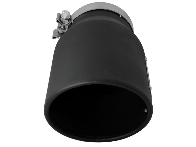 aFe MACHForce XP 5in 304 Stainless Steel Exhaust Tip 5 In x 7 Out x 12L in Bolt On Right - Black - Catback - aFe
