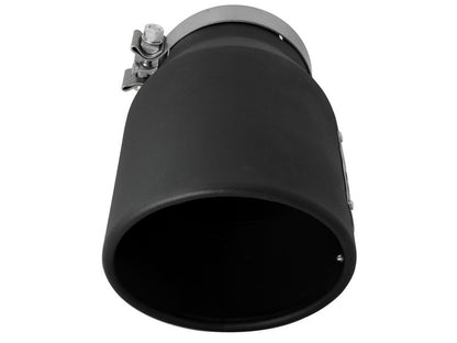 aFe MACHForce XP 5in 304 Stainless Steel Exhaust Tip 5 In x 7 Out x 12L in Bolt On Right - Black - Catback - aFe
