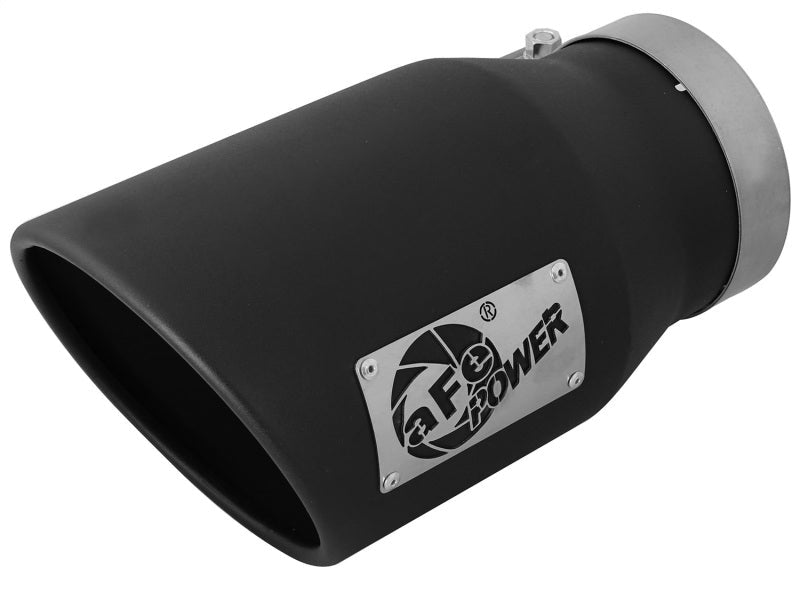 aFe MACHForce XP 5in 304 Stainless Steel Exhaust Tip 5 In x 7 Out x 12L in Bolt On Right - Black - Catback - aFe