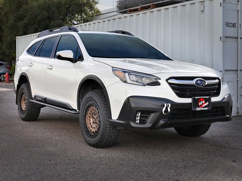 aFe POWER 20 - 23 Subaru Outback H4 2.4L (t) / H4 2.5L Terra Guard Trail Slider Steps - Black - Nerf Bars - aFe