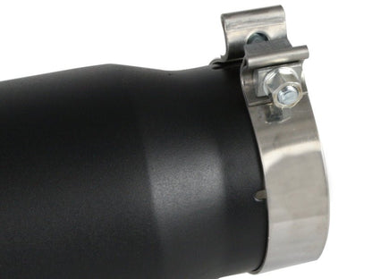 aFe Power Diesel Exhaust Tip Black - 4 in In x 5 out X 12 in Long Bolt On (Right) - Catback - aFe