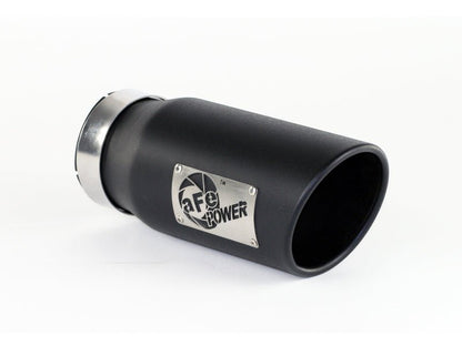 aFe Power Diesel Exhaust Tip Black - 4 in In x 5 out X 12 in Long Bolt On (Right) - Catback - aFe