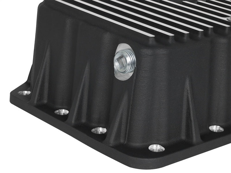 AFE Pro Series Engine Oil Pan Black w/Machined Fins; 11 - 16 Ford Powerstroke V8 - 6.7L (td) - Diff Covers - aFe