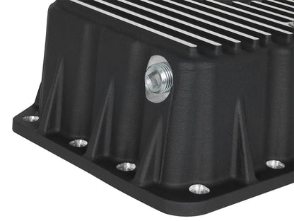 AFE Pro Series Engine Oil Pan Black w/Machined Fins; 11 - 16 Ford Powerstroke V8 - 6.7L (td) - Diff Covers - aFe