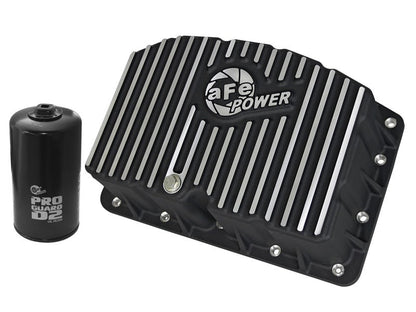 AFE Pro Series Engine Oil Pan Black w/Machined Fins; 11 - 16 Ford Powerstroke V8 - 6.7L (td) - Diff Covers - aFe