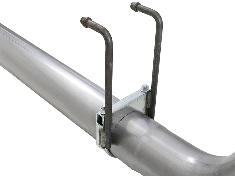 aFe Rebel XD 4in SS DPF - Back Exhaust 17 - 18 Ford Diesel Trucks V8 - 6.7L (td) w/ Dual Black Tips - DPF Back - aFe